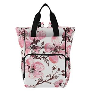 Floral Blooming Diaper Bag Backpack Baby Boy Diaper Bag Backpack Mommy Baby Bag Travel Backpack with Insulated Pockets for Mom Gifts
