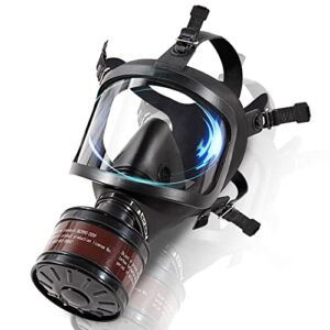 Gas Masks Survival Nuclear and Chemical, Gas Mask Military Tactical Respirator, Full Face Respirator Mask with 40mm Activated Carbon Filter for Dust, Vapors, Chemicals
