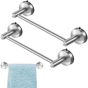 DGYB 2 Pcs Brushed Nickel Towel Bar for Bathroom 17 Inch Suction Cup Towel Holder Premium 304 Stainless Steel Kitchen Towel Rack Wall Mounted
