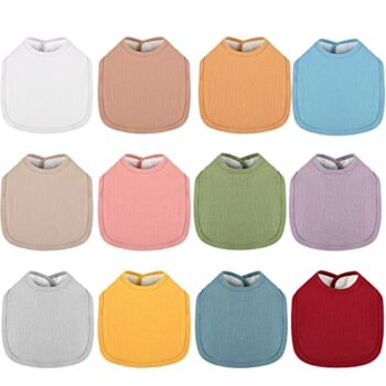 12 Pack Muslin Baby Bibs for Girls Boys Baby Bandana Drool Bibs Unisex Teething Bibs Baby Drooling Bibs, 12 Solid Colors | The Storepaperoomates Retail Market - Fast Affordable Shopping