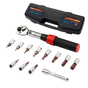 Inwell 1/4 Inch Drive Click Torque Wrench 9 in./lbs. to 55 in./lbs. (1 Nm to 6 Nm) , Inch Pound Torque Wrench, Bike Maintenance Kit, Bicycle Torque Wrench Set