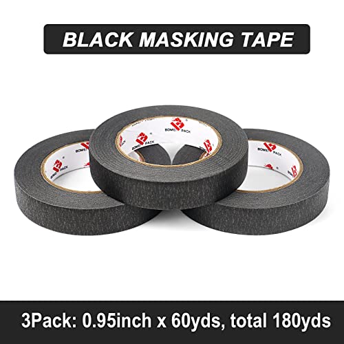 Black Painters Tape, Premium Crepe Paper Masking Tape for Painting, Crafts and DIY – Professional Grade Paint Tape, UV Resistant, No Residue and Easy Removal (3 Pack Black 0.94 Inches x 60 Yards, 3) | The Storepaperoomates Retail Market - Fast Affordable Shopping