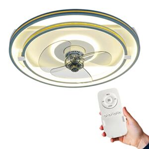 Indoor/Outdoor Modern Ceiling Fan with Lights Remote Control, LED Ceiling Fan for Kids Room, 3 Fan Speed and Light Color for Living Room, Kitchen, Bathroom, Round 2 Panel Light