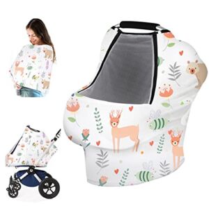 Car Seat Covers for Babies,YZNlife Baby Car seat Cover Boy Girl, Infant Stroller Sun Shade Canopy, Adjustable Peep & Breathable Mesh Window,Protects Baby from Wind,Sun,Mosquito