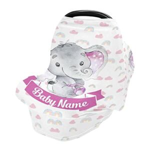Personalized Baby Nursing Cover New Mom Breastfeeding Scarf, Customized Babies Name Car Seat Covers Stroller Canopy for Newborn Infant Girls and Boys