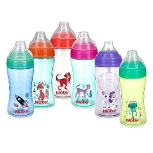 Nuby No Spill Printed Thirsty Kids No-Spill Sip-it Sport Cup with Soft Spout and Lid – 12oz / 360 ml, 12+ Months, 1 Pack, Print May Vary