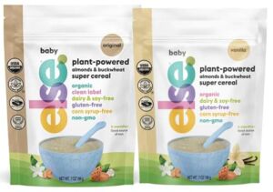 Else Nutrition Super Cereal 2 Pack Variety, Vanilla & Original, For Babies 6 mo+, Made With Real Whole Plants for a Nutritionally Balanced meal, with gluten free carbs and plant protein, 7 Oz