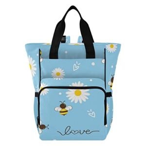 Flying Bees Daisy Diaper Bag Backpack Baby Boy Diaper Bag Backpack Travel Diaper Bag Backpack Travel Backpack with Insulated Pockets for Boys Girls Baby Registry Search