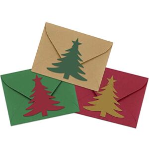 120 Pcs Christmas Envelope Seal Stickers, Christmas Tree Labels Merry Christmas Stickers for Gift Invitation Greeting Card Envelope Bottle Cup Holiday Presents Decorative Seals (Red, Gold and Green)