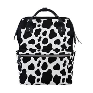 Diaper Bag Backpack Black White Animal Cow Print Baby Bag for Boys Girls Multifunction Nappy Bag Large Travel Backpack Purse for Dad Mom