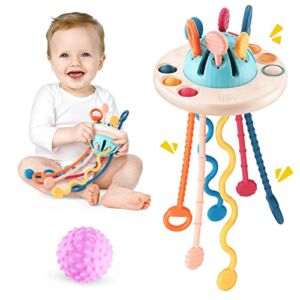 FICUS Baby Montessori Toys 12-18 Months,UFO Food Grade Silicone Pull String Activity Toy,Baby Sensory Toys Early Development Toys, Fine Motor Skills Toys for 1 2 3 Year Old Boys Girls