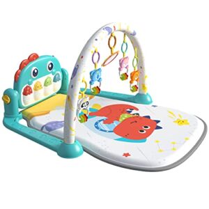 Eners Baby Gyms Play Mats Musical Activity Mat Kick & Play Piano Baby Play Gym Tummy Time Padded Mat for Baby Newborn Toddler Infants(Blue)