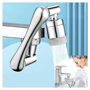 New Generation 1440° Universal Rotating Faucet Extender Aerator, Big Angle Robotic Arm Water Swivel Sprayer with 2 Water Outlet Modes for Face Washing Gargle Eyewash Kitchen Bathroom Sink
