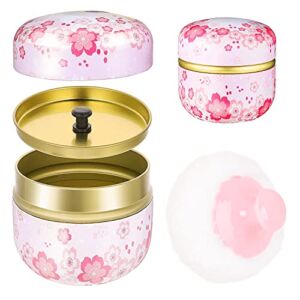 LMIP Powder Box with Powder Puff, Body Puff and Container, Baby and Adult Body Powder Tea Box for Baby Girl Home and Travel Use(Pink)
