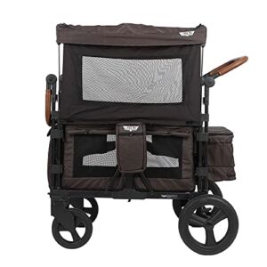 Keenz XC Luxury Kids Stroller Wagon for 2 High Back Removeable Seats 5-Point Safety Harnesses, Push/Pull, Snack Tray, Storage, UV Protected Canopy System & Blackout Panels, Charcoal Black