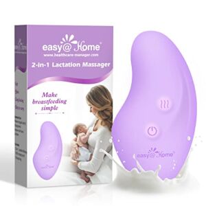 Easy@Home Lactation Massager Breastfeeding: 2-in-1 Nursing Baby Pump Mom Breast Support | Warming Sore Tenderness Relief Breast Massage | Postpartum Essential | Improves Breastmilk Flow EHL038