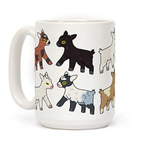 LookHUMAN Baby Goats On Baby Goats Pattern White 15 Ounce Ceramic Coffee Mug