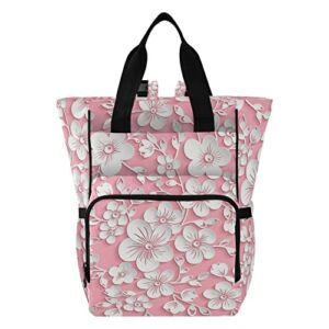 Sakuras Flower Pink Diaper Bag Backpack Baby Boy Diaper Bag Backpack Travel Diaper Bag Backpack Diaper Organizer Bag with Insulated Pockets for Teacher Women