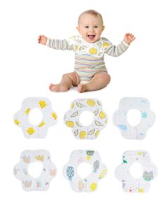 Muslin Bibs, 6-Pack 360° Rotate Baby Bibs for Teething And Drooling, 100% Cotton Muslin Bandana Drool Bibs, Stylish Unisex Muslin Bibs for Newborn Baby Girl & Boy
