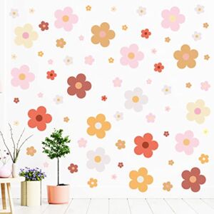 128 Pcs Y2K Room Decor Cute Flowers Wall Decal Aesthetic Preppy Wall Art Decor Peel and Stick Retro Stickers Room Aesthetic Decor for Girl Teen Home Dorm Bedroom Decoration (Groovy Retro Hippie)
