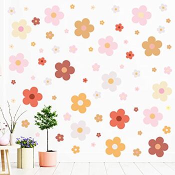 128 Pcs Y2K Room Decor Cute Flowers Wall Decal Aesthetic Preppy Wall Art Decor Peel and Stick Retro Stickers Room Aesthetic Decor for Girl Teen Home Dorm Bedroom Decoration (Groovy Retro Hippie) | The Storepaperoomates Retail Market - Fast Affordable Shopping