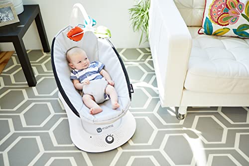 4moms RockaRoo Baby Rocker + Safety Strap Fastener, Compact Baby Rocker with Front to Back Gliding Motion, Grey Classic | The Storepaperoomates Retail Market - Fast Affordable Shopping