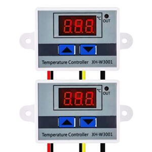 2Pcs Digital LED Temperature Controller Module 24V Digital Thermostat Switch Electronic Thermostat with Waterproof Probe Programmable Heating Cooling XH-W3001