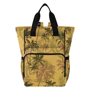 Tropical Palm Trees Diaper Bag Backpack Baby Boy Diaper Bag Backpack Nursing Bag Mom Bag with Insulated Pockets for Travel Mammy Women Girls