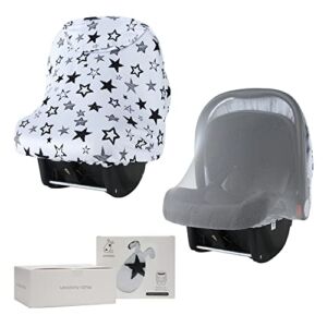 HYPOD Infant Car Seat Cover with Clever Sunroof, Panoramic Gauze, and 360° Covering 3 Functions Car Seat Covers for Babies is a Lavish, Double-Layer Wrap Cover Baby Car Seat Cover (Star)