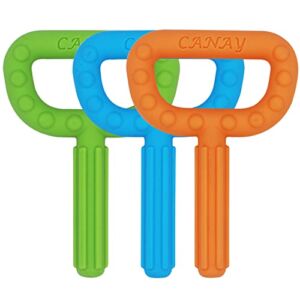 Hand-Held Sensory Chew Toys for Autistic Children, Chew Sticks for Humans, Alt. to Chew Necklaces for Sensory Kids, Teething, Oral Motor Stimulation, ADHD, SPD – Silicone Teether Toys (3 Pack)