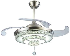 XIWALAI Ceiling Fan Chandelier, Fan Lamp, Antique Modern Invisible Fan Chandelier, The Brightness and Wind Speed of Ceiling Fan Lamp Can Be Adjusted for Household Use (Color : Wall Control Switch)