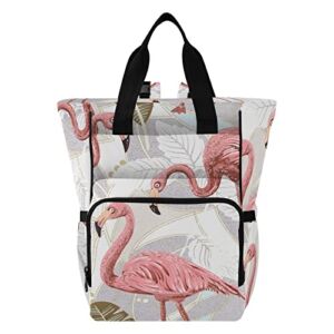 Flamingos Diaper Bag Backpack Baby Boy Diaper Bag Backpack Baby Diaper Bags Mommy Bag with Insulated Pockets for Baby Registry