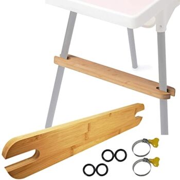 High Chair Footrest, Non-Slip Natural Bamboo Wooden Footrest Compatible with IKEA Antilop High Chairs, Adjustable HighChair Foot Rest for Baby HighChair Accessories (Rounded Corners) | The Storepaperoomates Retail Market - Fast Affordable Shopping