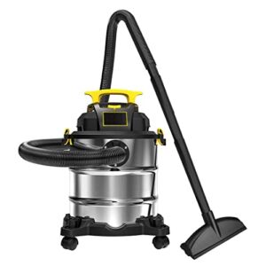 Wet/Dry Vacuum, 6 Gallon, 4 Horsepower, Stainless Steel Tank, 4.0 HP, Silver+Yellow