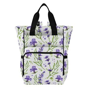 Violet Lavender Flowers Diaper Bag Backpack Baby Boy Diaper Bag Backpack Baby Diaper Bags Travel Bag with Insulated Pockets for Mom Dad