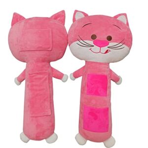 Zgzp Car Seat Belt Pillow for Kids Neck Support Pillow Adjustable Seat Strap Shoulder Pads Road Trip Pillow Lion Seatbelt Buddy (Pink Cat)