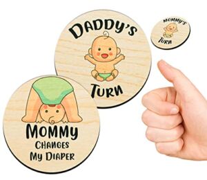 New Parent Decision Challenge Coin 2 Pcs Wooden Funny Pregnancy Gifts for First Time Moms Baby Flip Coin Set