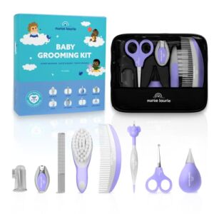 Nurse Laurie – Baby Grooming Kit, Nurse-Designed Baby Essentials for Newborn – Baby Brush, Baby Comb, Baby Nail Kit, Baby Booger Remover – New Mom Essentials & Baby Care Products for Baby Shower Gift