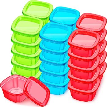 Hotop 30 Pieces Baby Food Storage Freezer Containers, 6.8 oz Plastic Baby Food Jars with Leakproof Lids, Small Baby Blocks Snack Containers and White Sticker Label for Infant Babies, 3 Colors | The Storepaperoomates Retail Market - Fast Affordable Shopping