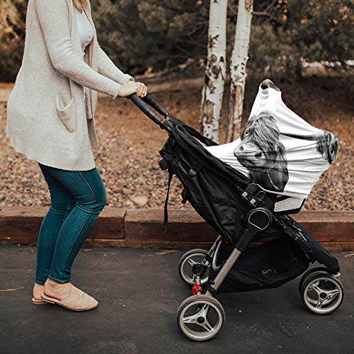 Nursing Cover for Baby Breastfeeding Highland Cow Black and White Oil Painting Stretchy Infant Carseat Canopy, Multi Use Nursing Cover Up 26”x27.6” | The Storepaperoomates Retail Market - Fast Affordable Shopping