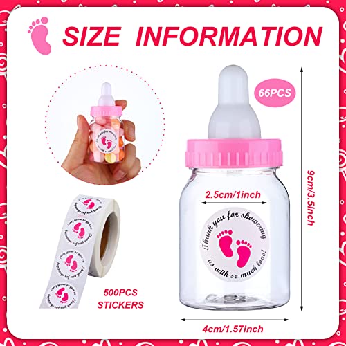 62 Pcs 3.5 Inch Baby Mini Milk Bottle Baby Shower Favor with 500 Adhesive Thank You for Showering Stickers, Small Plastic Candy Bottle DIY Gift for Boy Girl Newborn Baptism Party Decor (Pink) | The Storepaperoomates Retail Market - Fast Affordable Shopping