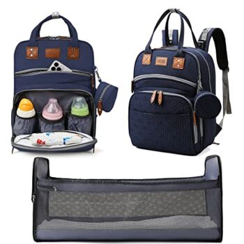 Multifunctional Waterproof Diaper Bag Backpack – Large Capacity Diaper Bag with Changing Station, Durable and Portable Universal Baby Backpack Suitable for Outdoor, Travel and Outing (Dark Blue) | The Storepaperoomates Retail Market - Fast Affordable Shopping