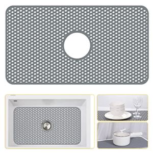 Silicone Sink Mat, Sink Protectors for Kitchen Sink with Center Drain, (26In x 14In) Kitchen Sink Accessory, Non-Slip Heat Resistant Sink Mats for Bottom of Farmhouse Stainless Steel or Porcelain Sink