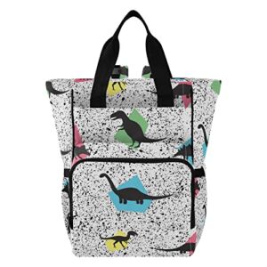 Cute Dinosaurs Diaper Bag Backpack Baby Boy Diaper Bag Backpack Casual Travel Daypack Mom Bag with Insulated Pockets for Newborn Unisex