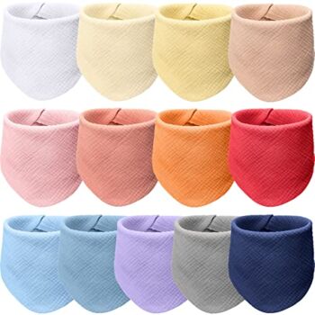 13 Pack Muslin Baby Bibs Cotton Baby Bandana Drool Bibs Soft Baby Stuff Absorbent Baby Drooling Bibs for Unisex Toddler Infant Boys Girls Teething and Drooling Gift Items, 13 Solid Colors | The Storepaperoomates Retail Market - Fast Affordable Shopping