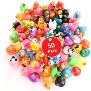 Rubber Ducks for Jeep Ducking 50 PCS Assorted Rubber Ducks for Duckies Games, Jeeps Ducking / Cruise Ships and Bath / Pool Play – Small 2 Inch Rubber Duck