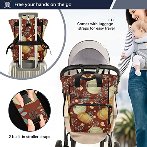 Autumn Pumpkins Diaper Bag Backpack Baby Boy Diaper Bag Backpack Nursing Bag Diaper Bags with Insulated Pockets for Mom Gifts | The Storepaperoomates Retail Market - Fast Affordable Shopping