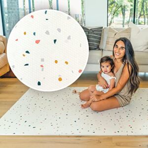 New! 4′ x 6′ Baby & Child Play Mat – Modern Terrazzo Design – Extra-Thick – Seemless Edges – Neutral Cream Color – 100% Non-Toxic | Simply Tots Brand