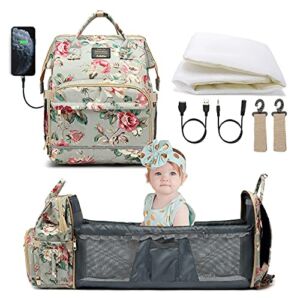 Adebo Diaper Bag Backpack, 3-In-1 Baby Diaper Bag with Changing Station, Baby Bag for Boys & Girls Large Capacity, Waterproof （peony）…