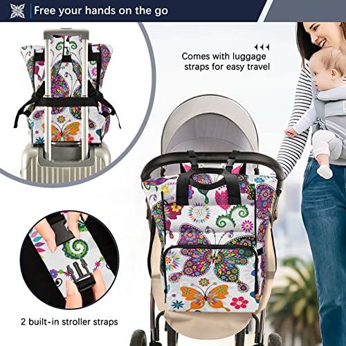 UMIRIKO Diaper Bag Backpack Colorful Butterfly Baby Nappy Changing Bags,Multifunction Travel Back Pack,Large Capacity Diaper Bags Tote H020222 | The Storepaperoomates Retail Market - Fast Affordable Shopping
